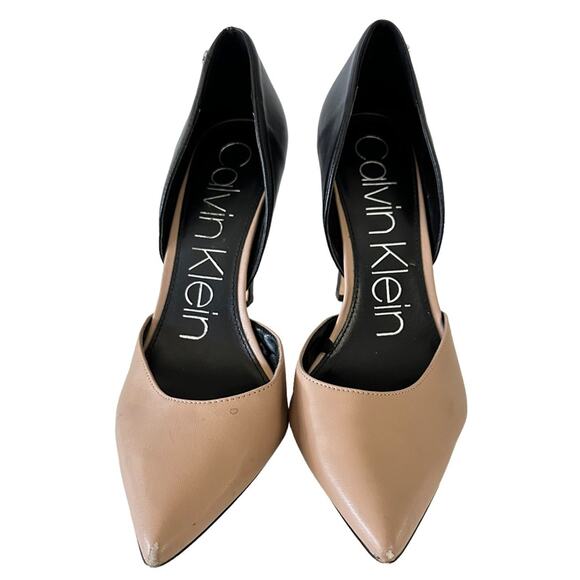 Calvin Klein Brena D’ORSAy tan and black 4” heels. Pointed toes size 9 - Picture 1 of 10